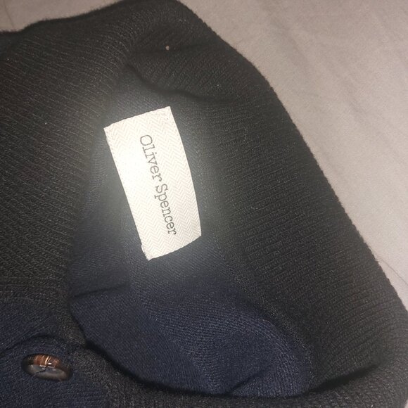 Oliver Spencer Men's Dark Navy Polo collar Extrafine Wool Sweater(Size XL) - Picture 3 of 8